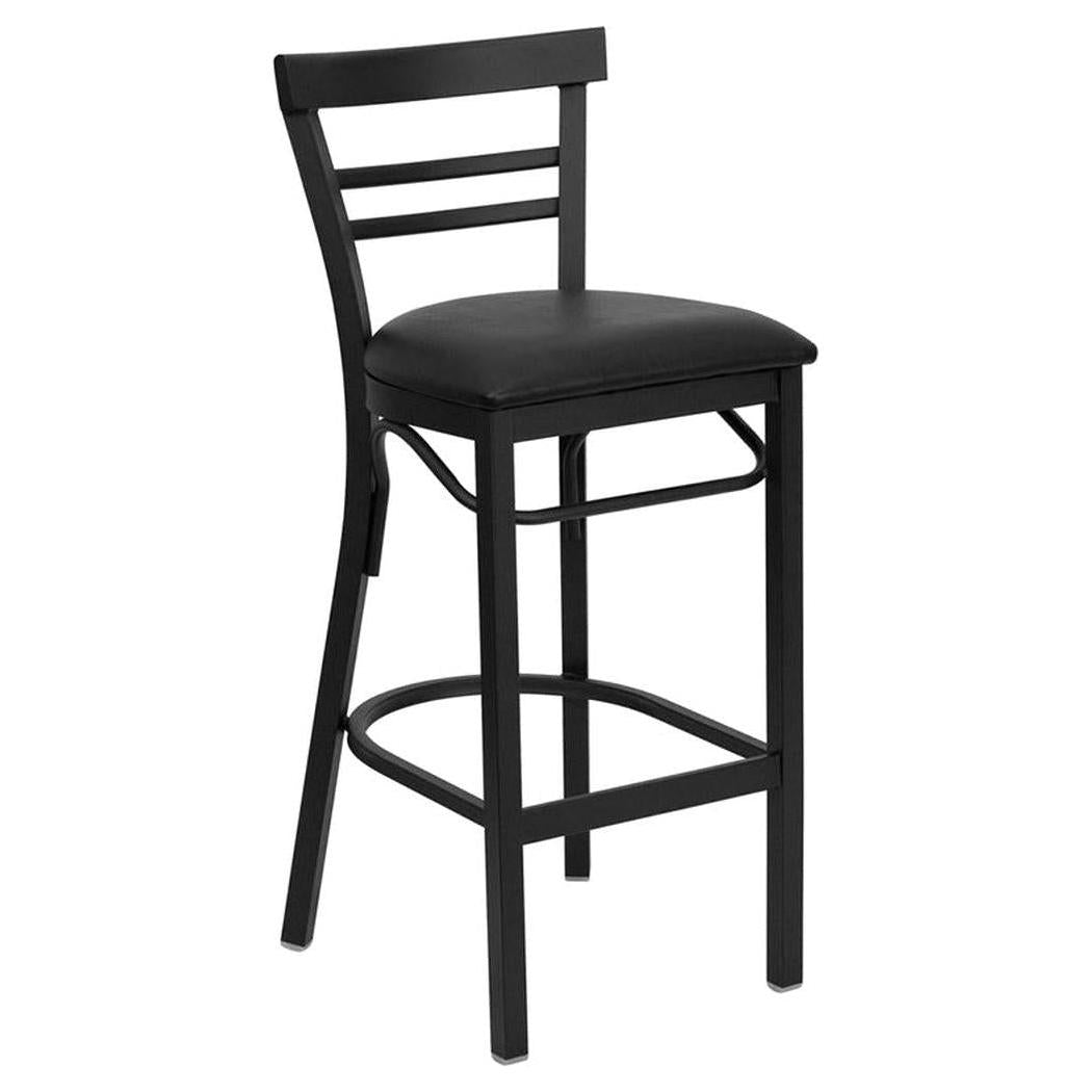 Restaurant bar stool TITAN Series in black metal with double slat