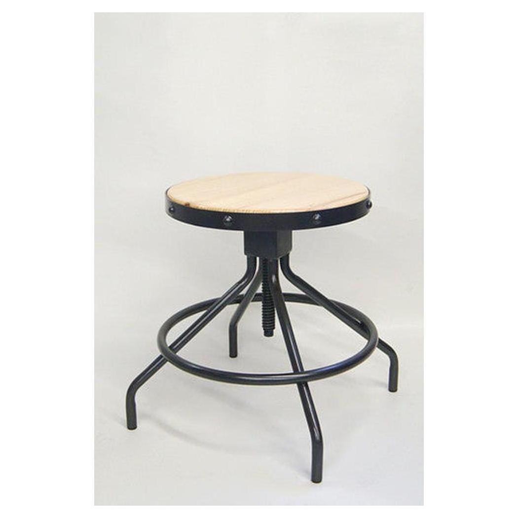 Adjustable bar stool with natural pine seat
