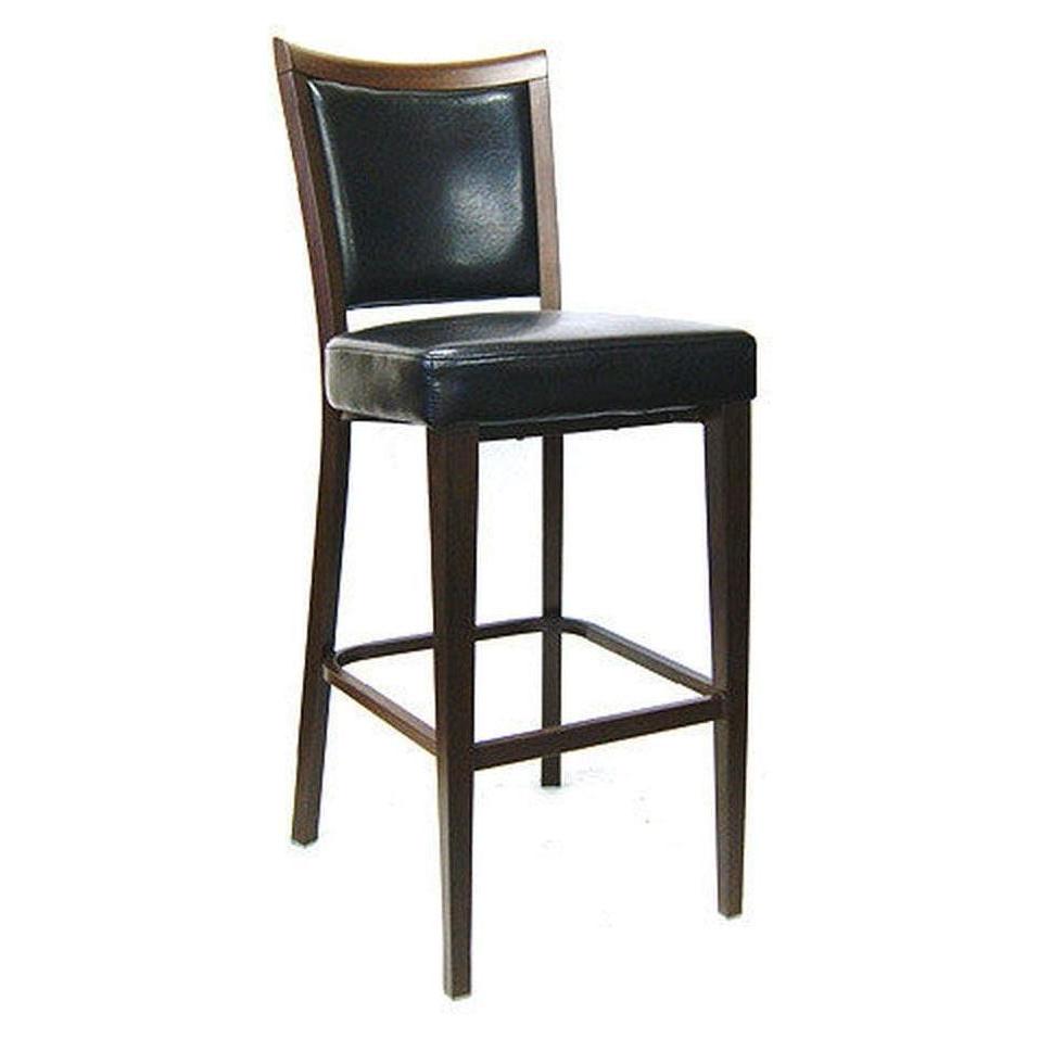Tabouret de bar à structure métal finition bois avec vinyle noir