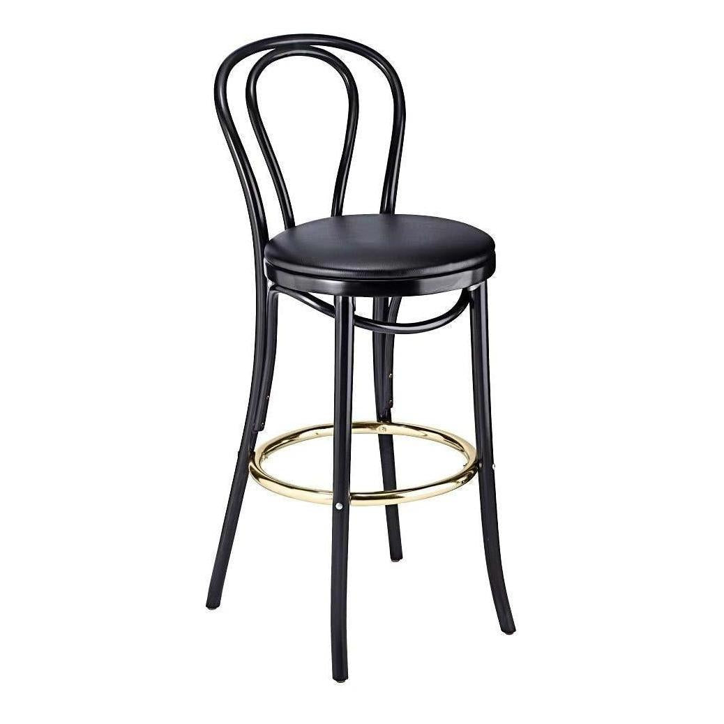 Tabouret de bar en bois courbé avec piètement épingle