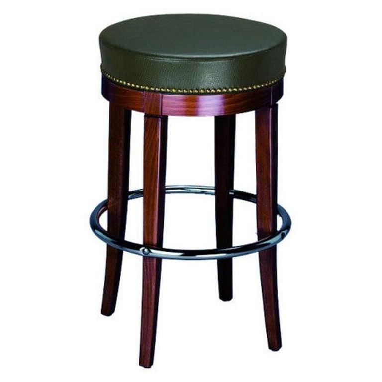 Solid Wood Round Seat Backless Bar Stool