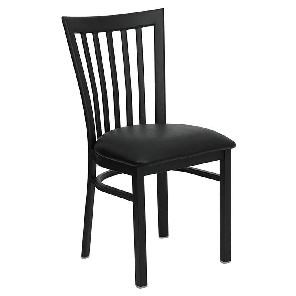 Chaise de restaurant TITAN Series en métal noir à dossier SCHOOLHOUSE