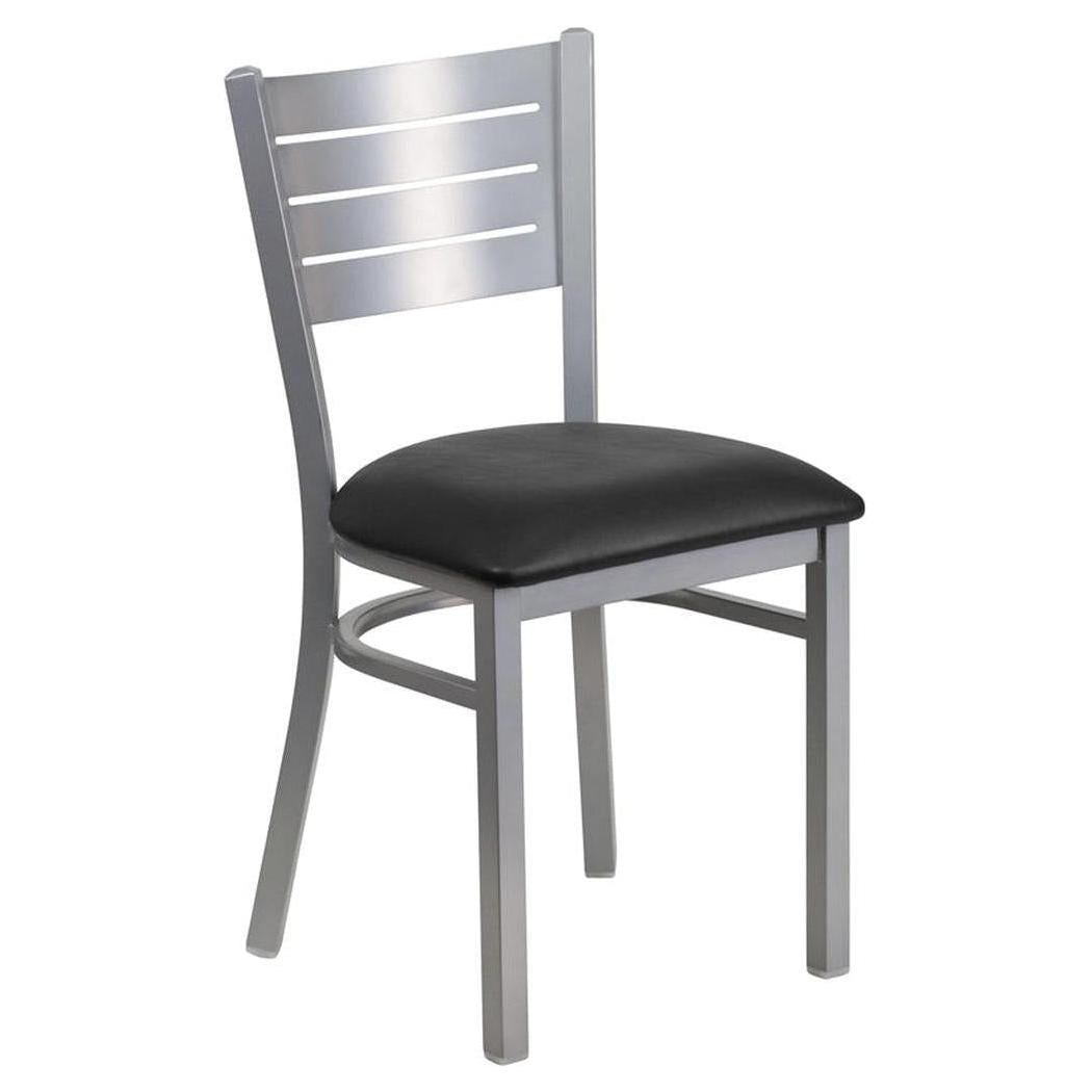 Chaise de restaurant TITAN Series finition argent à dossier à lattes