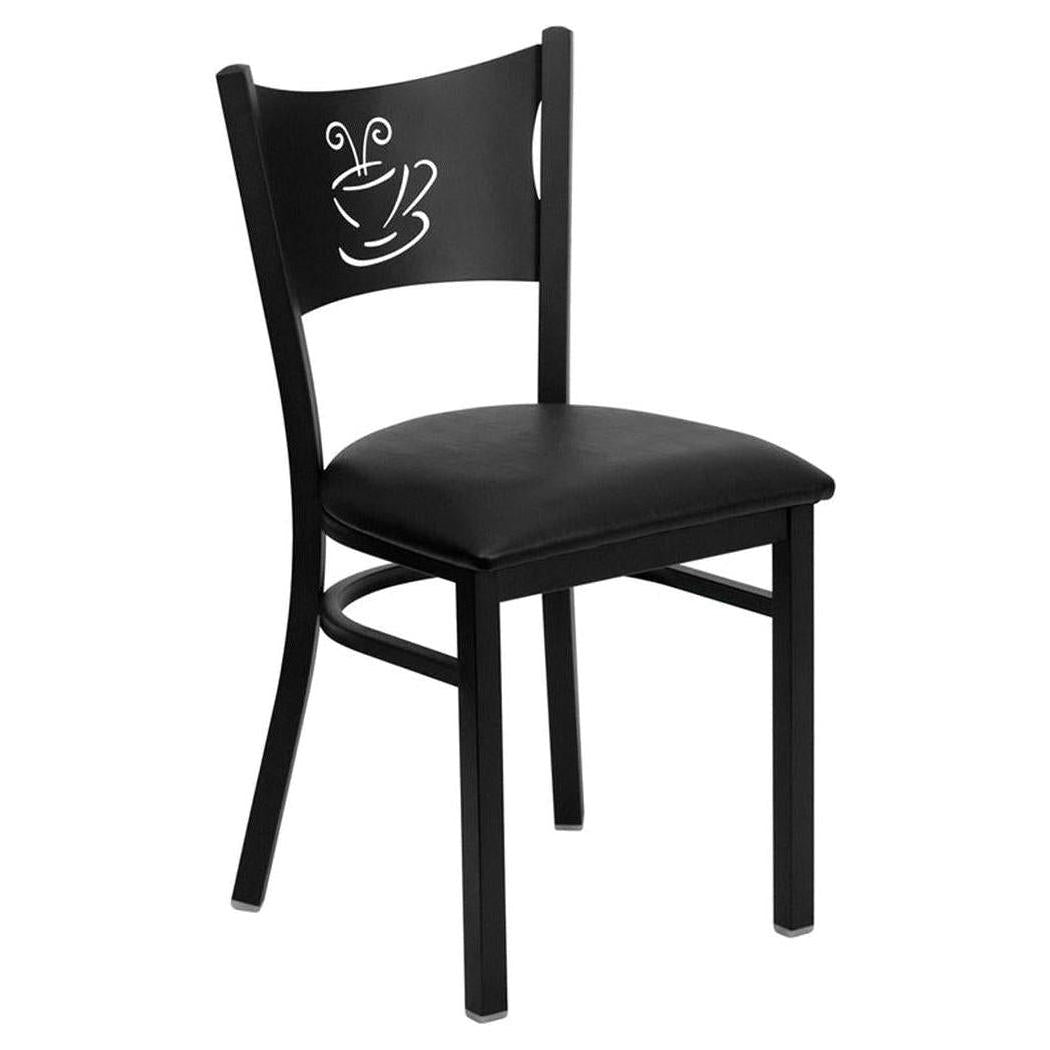 Chaise de restaurant TITAN Series en métal noir à dossier café