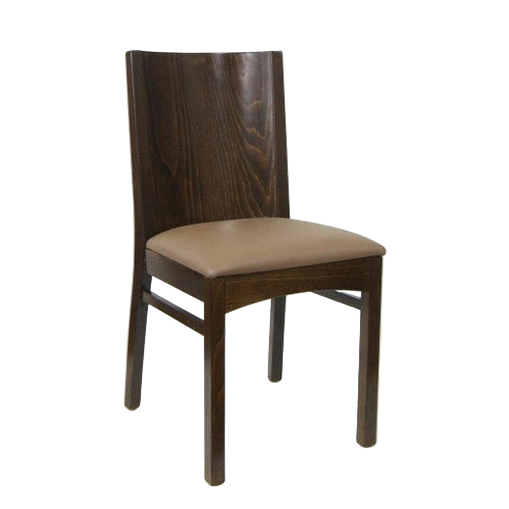 Side chair in European beech wood, upholstered with full backrest - walnut finish