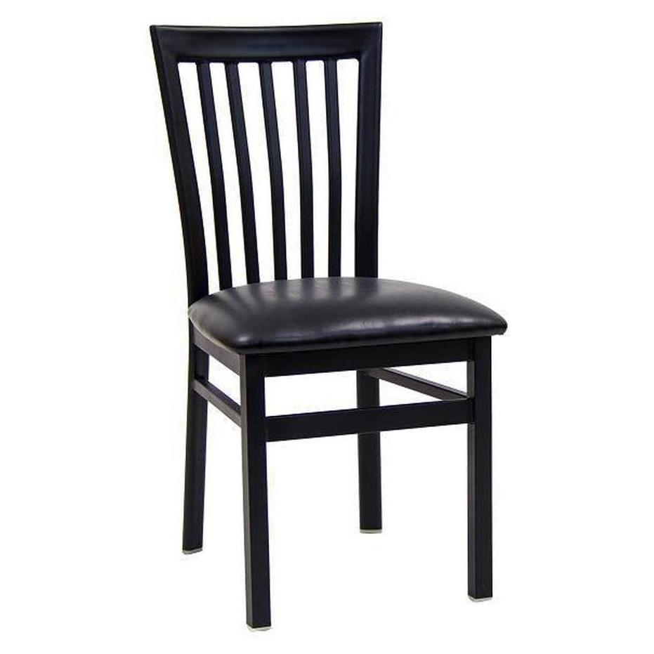 Chaise de metal con respaldo vertical HSV con asiento de madera o tapizado