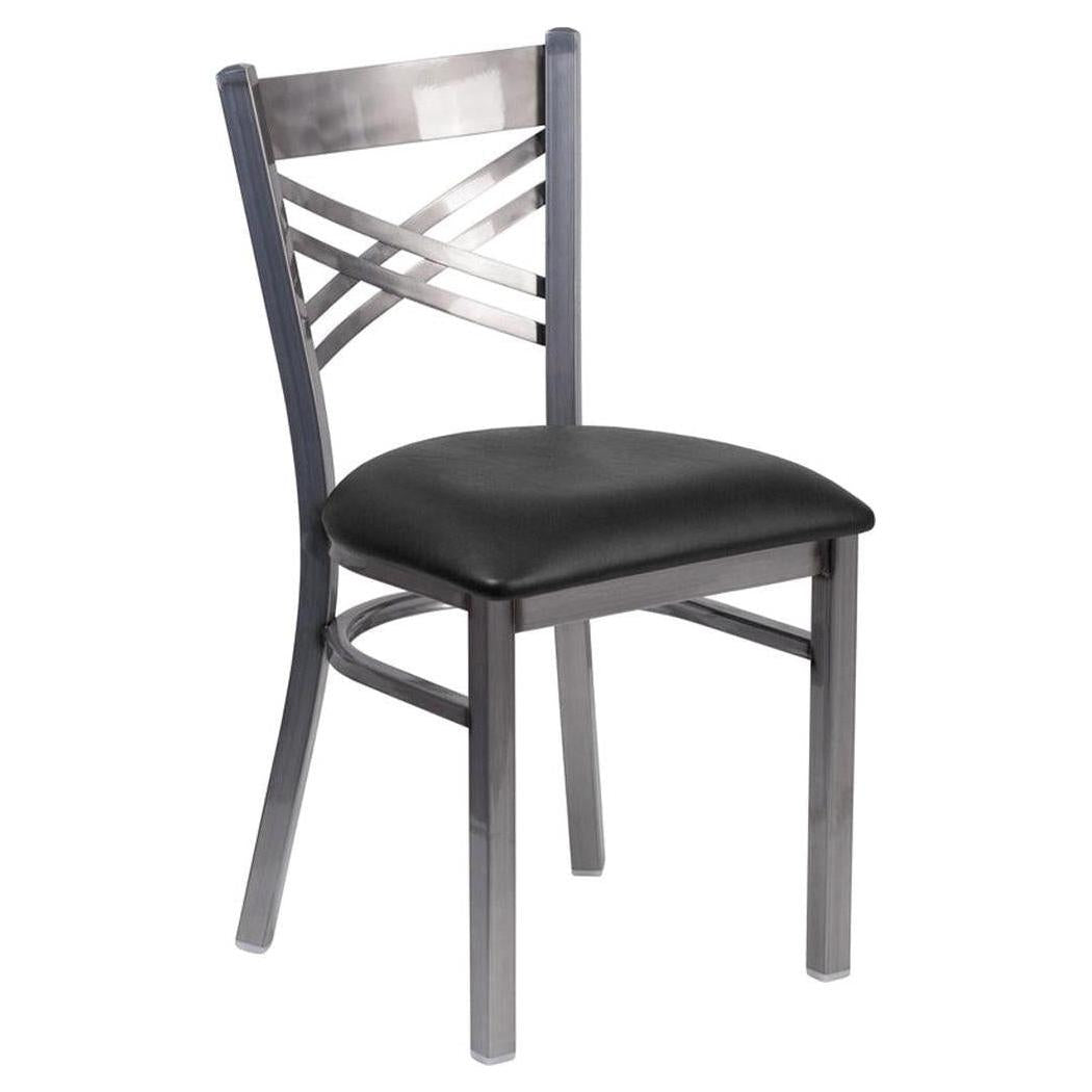 Chaise de restaurant TITAN Series finition vernis clair à dossier en X