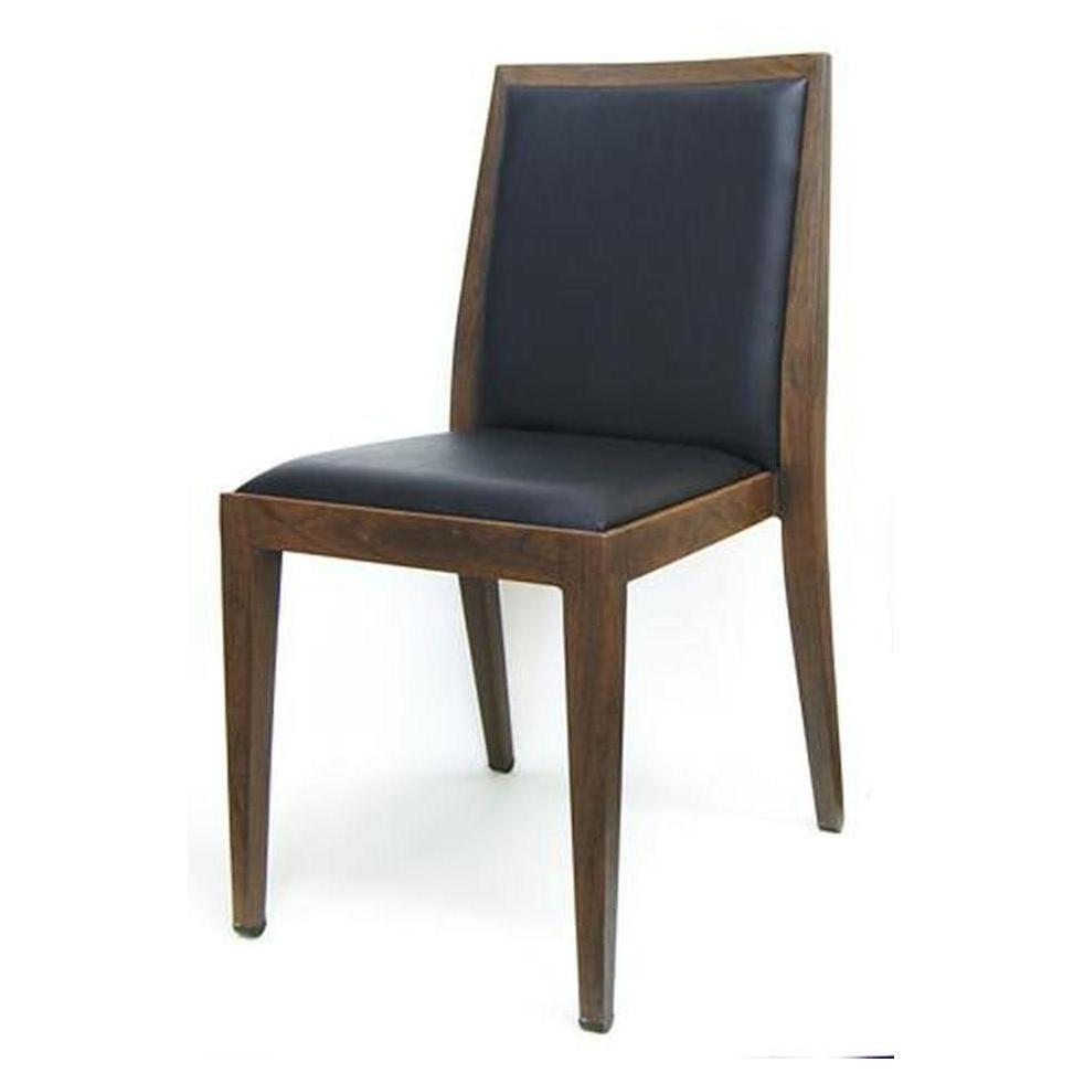 Side chair with metal frame and wood finish