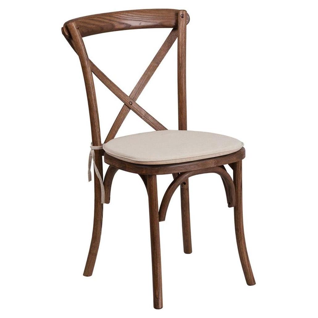 Chaise apilable con respaldo cruzado y cojín