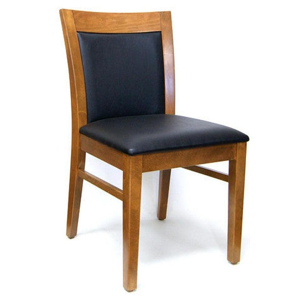 Side chair in solid European beech wood, padded, rustic oak finish
