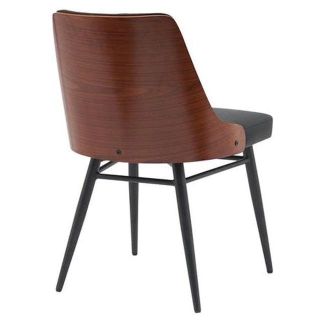 Chic Padded Indoor Chaise Lounge in Diamond-Patterned Vinyl Upholstery with Wood Veneer Backrest