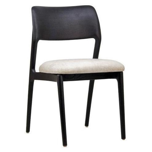 Solid oak side chair with ergonomic backrest and padded seat