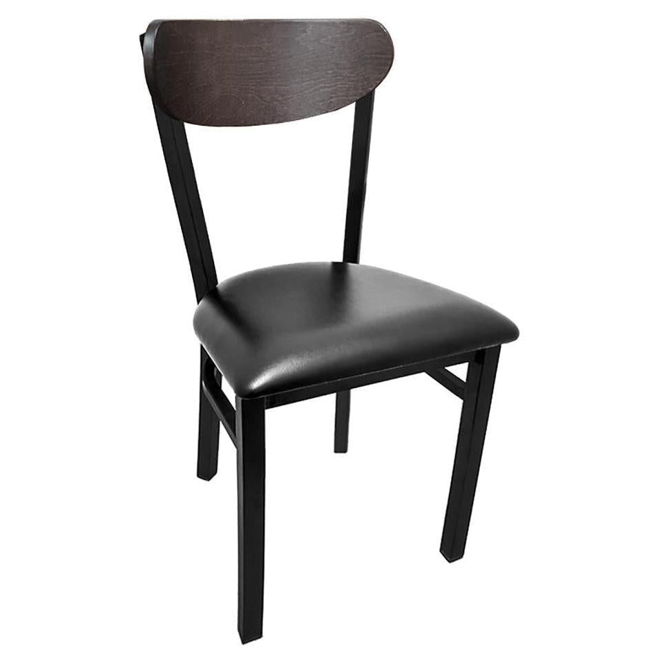 Wooden backrest lounge chair AMARA with black metal frame