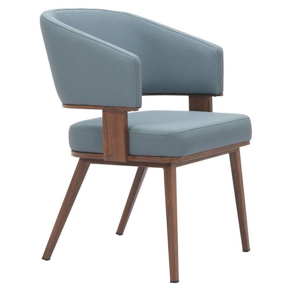 Chaise de comedor DOROTEA gris azul y nogal