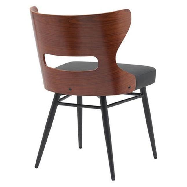 Silla de comedor moderna de metal y madera con asiento acolchado
