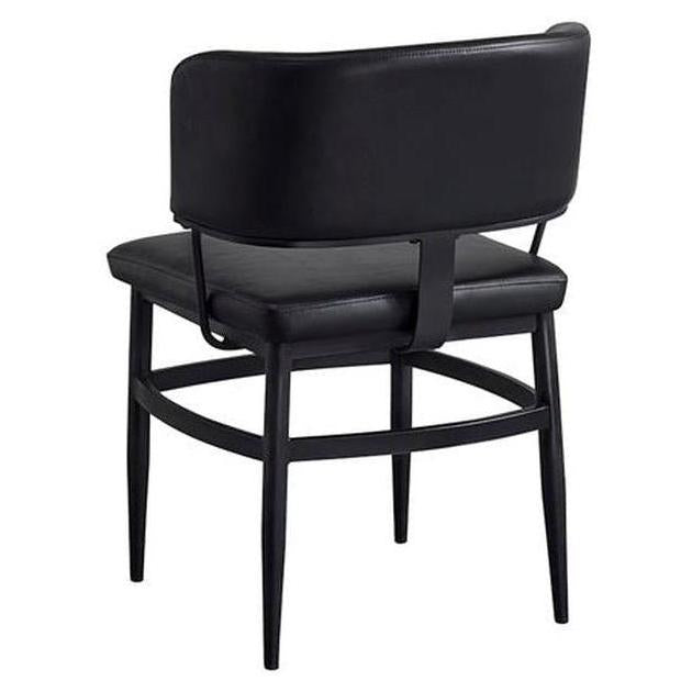 Black Upholstered Indoor Metal Chaise Lounge with Curved Backrest