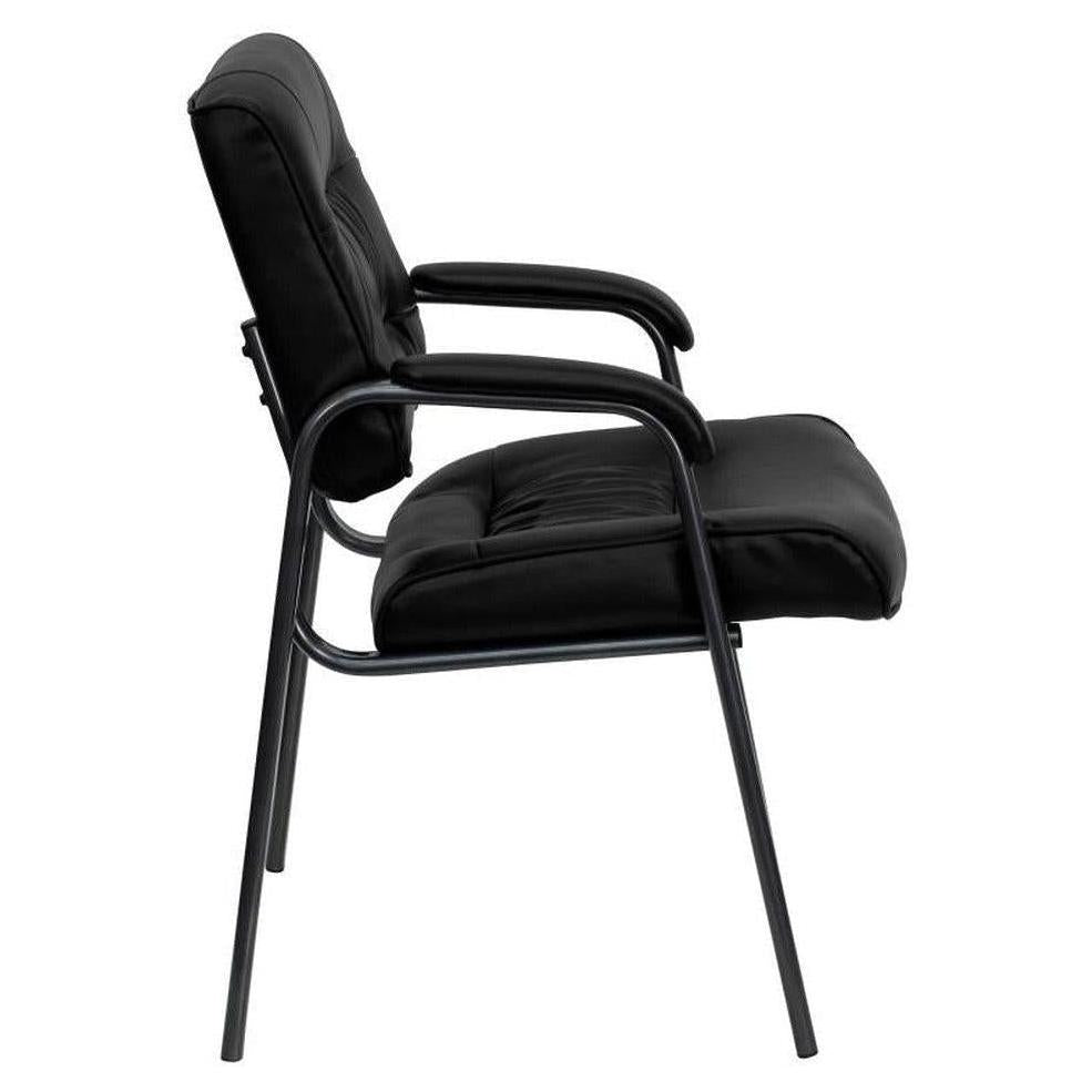 Chaise d’accueil JUANITA en simili cuir noir