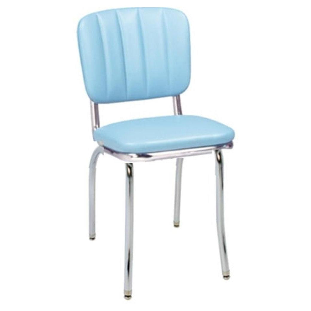 Chaise comedor clásica de metal con canales verticales