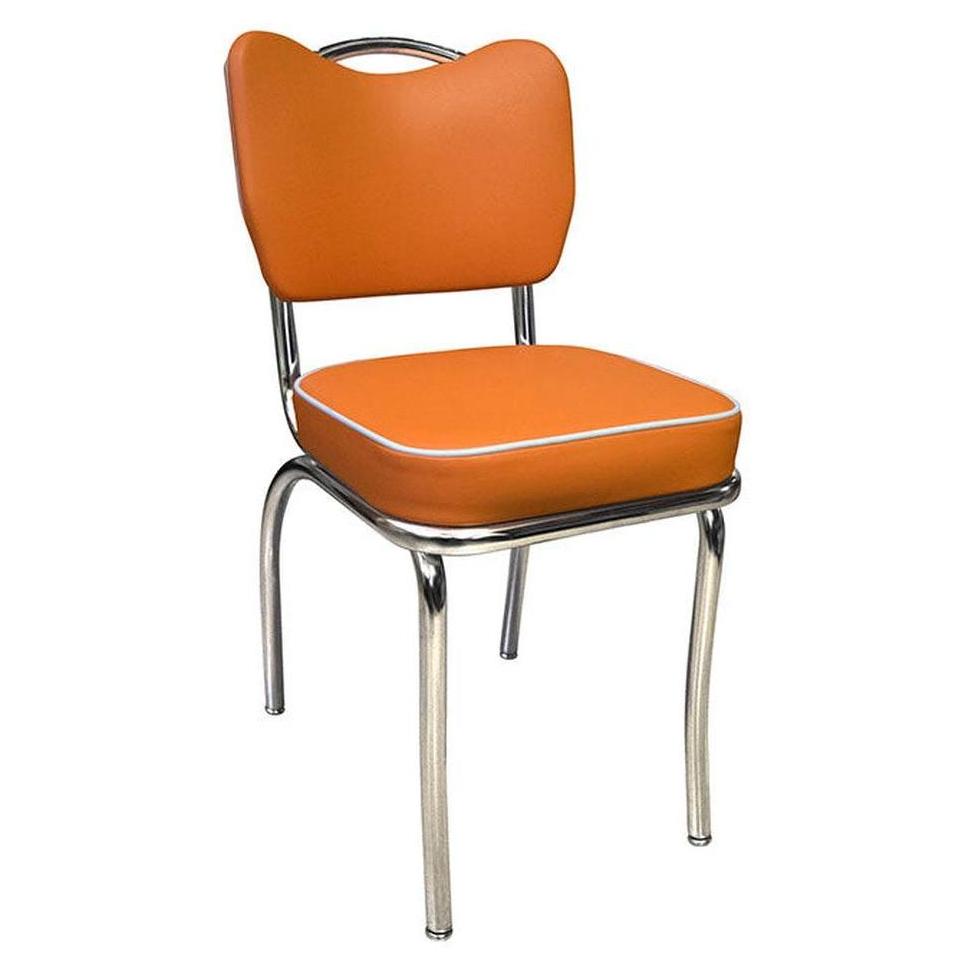 Chaise latérale rembourrée série école rétro avec poignée chromée