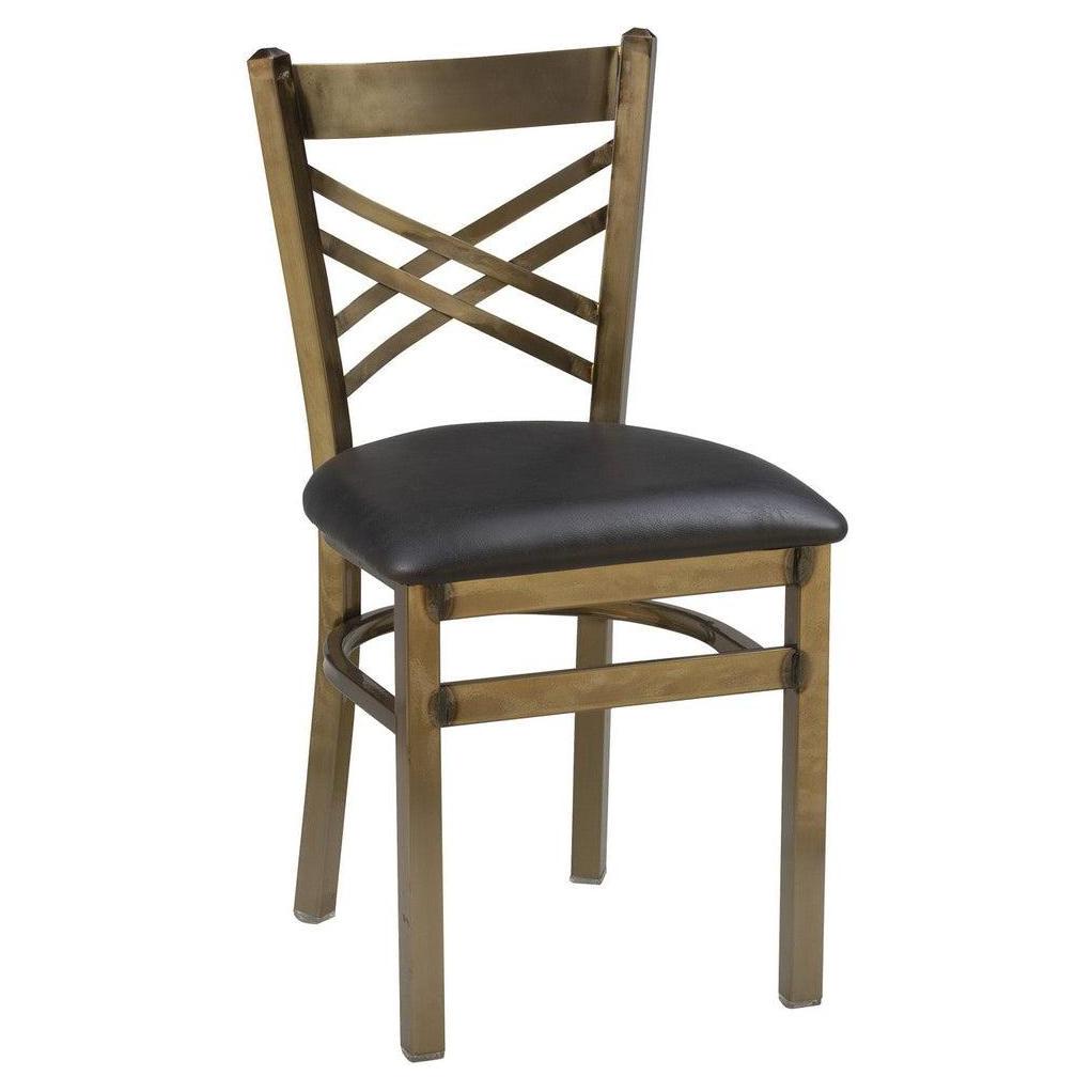 Chaise métal rembourrée sur mesure à dossier croisé