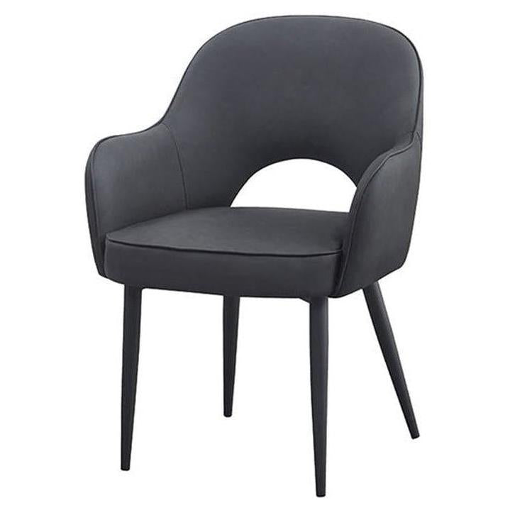 Chaise à pieds acier avec revêtement PU gris foncé