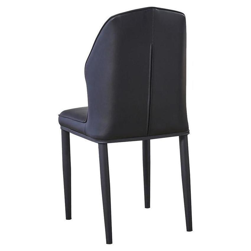 Chaise interior de acero con asiento y respaldo de vinilo negro