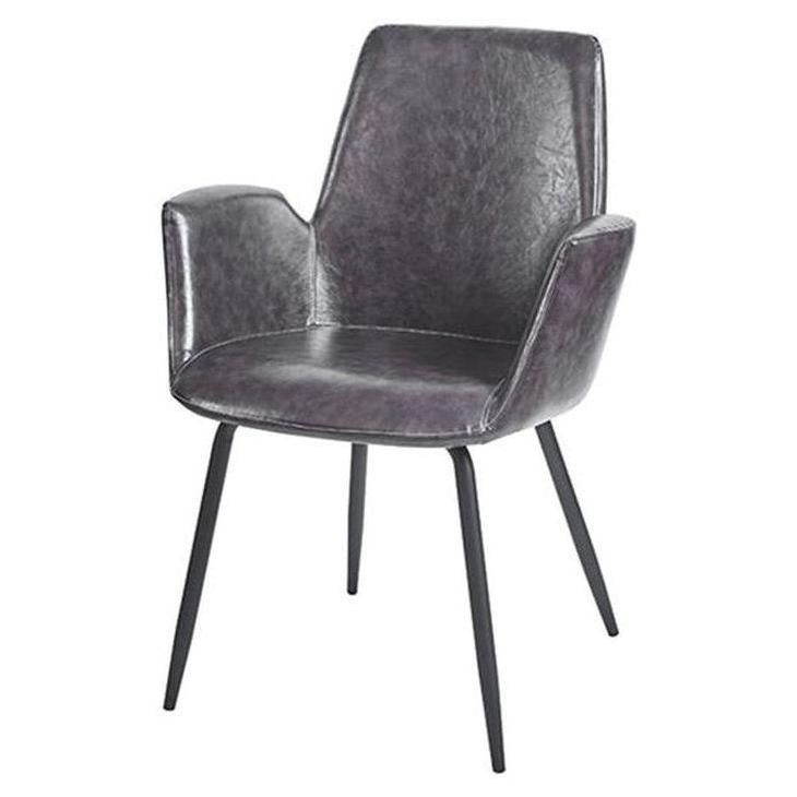 Fauteuil gris à pieds acier noirs avec assise vinyle