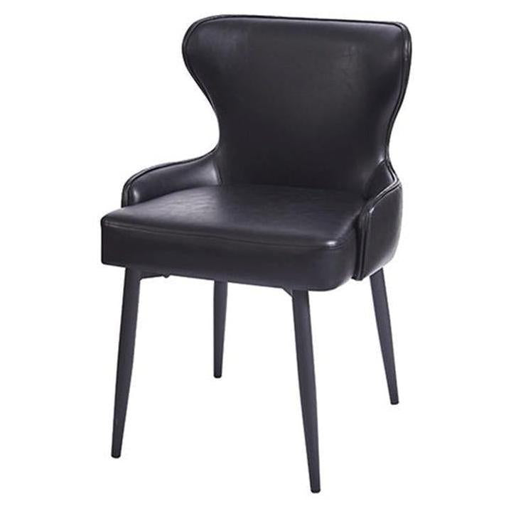 Chaise à pieds acier noirs avec dossier et assise vinyle noirs
