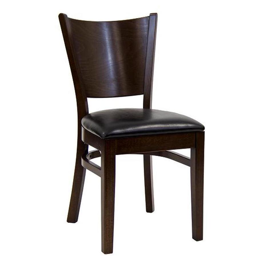 Bent beech wood chair with black vinyl upholstery in dark walnut finish