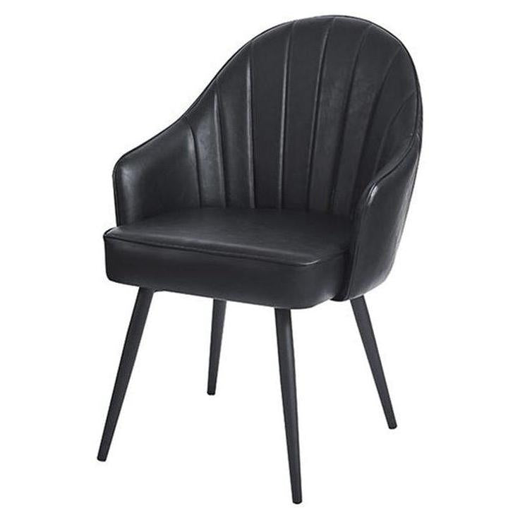 Chaise à pieds acier avec assise bucket en vinyle noir