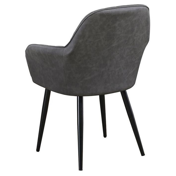 Fauteuil en acier noir avec assise vinyle grise