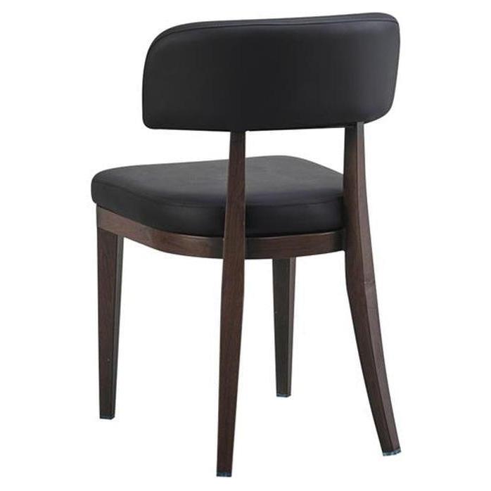 Chaise métal minimaliste avec assise et dossier vinyle noirs