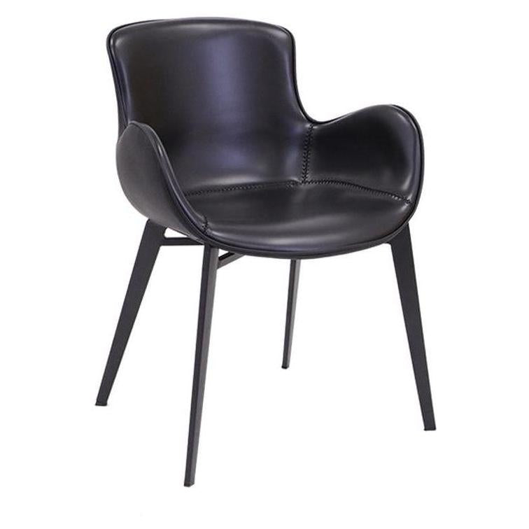 Fauteuil métal noir avec assise bucket moderne rembourrée noire