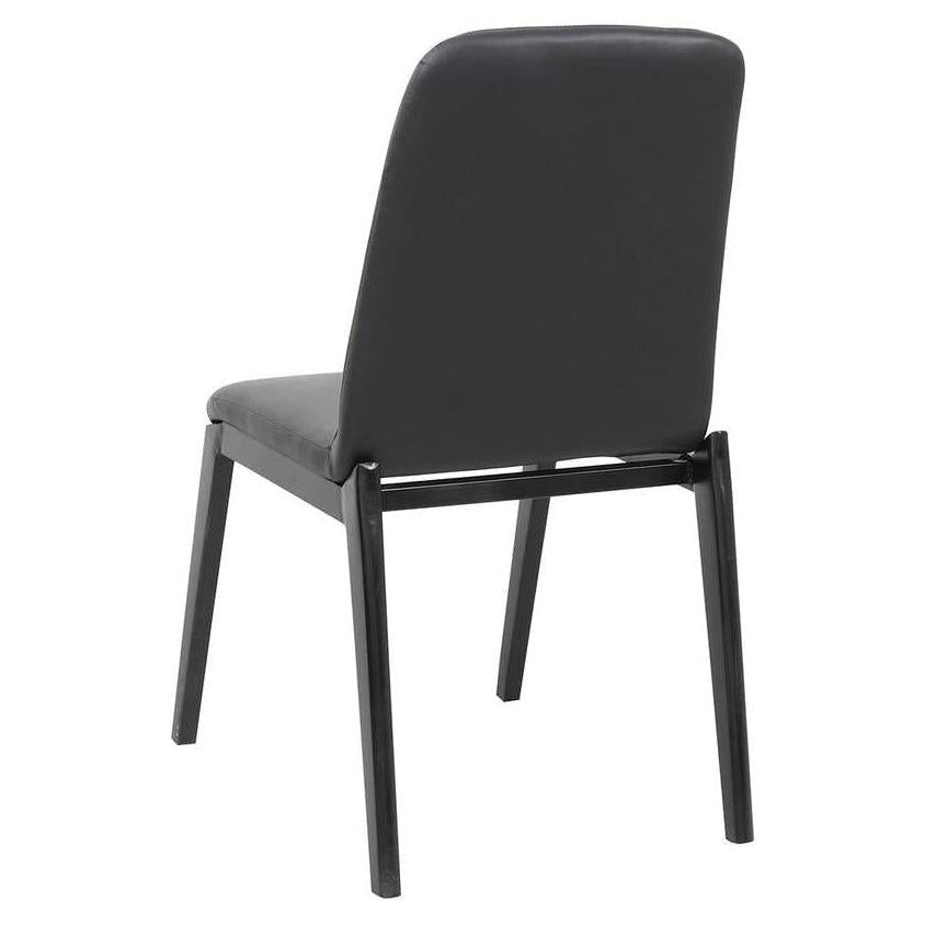 Chaise à pieds métal noirs avec assise vinyle noire