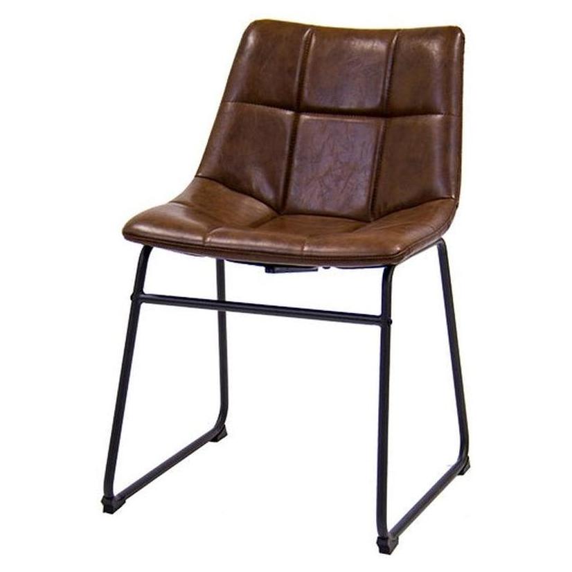 Chaise acier noir avec assise vinyle marron