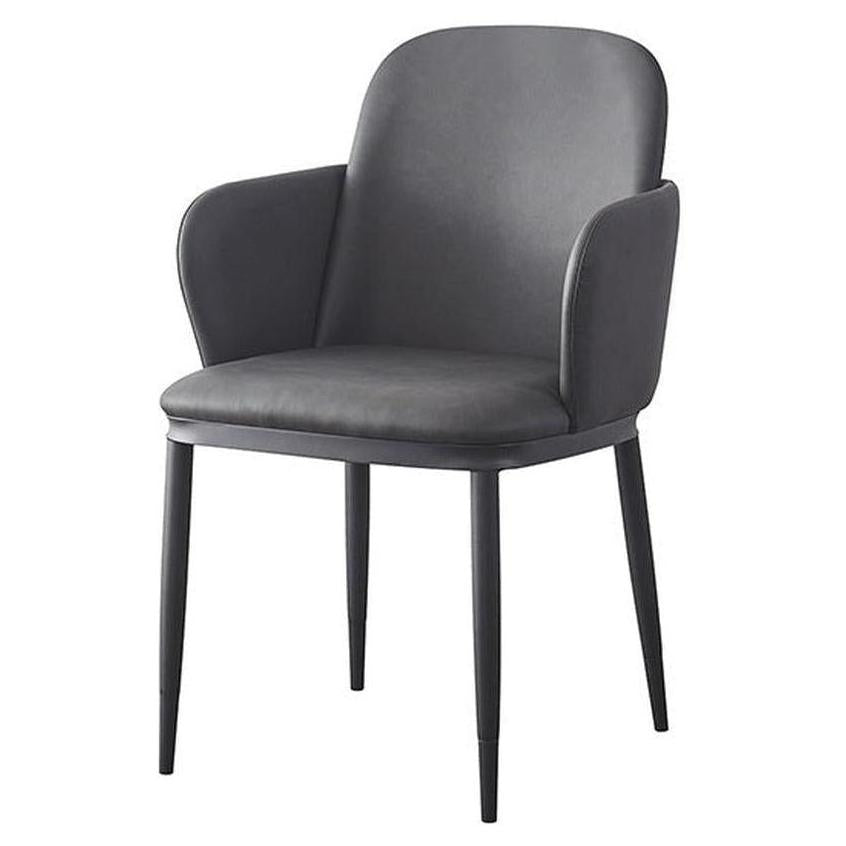 Fauteuil intérieur métal avec dossier et assise vinyle gris