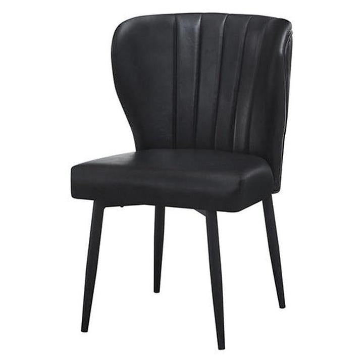 Chaise acier noir avec assise vinyle noire et dossier surpiqué