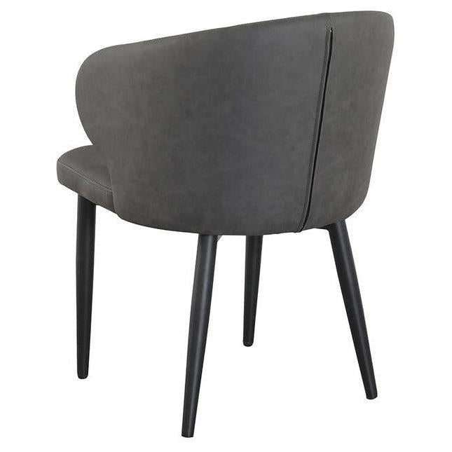 Black metal chair with dark gray synthetic leather PU seat
