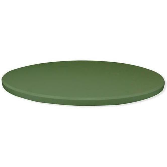 Outdoor table tops in thermolacquered MDF in solid olive green color