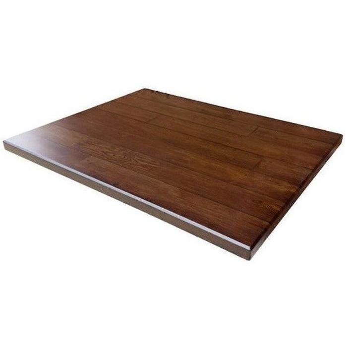 Tabletops for indoor tables in thermolacquered MDF with a distressed wood pattern