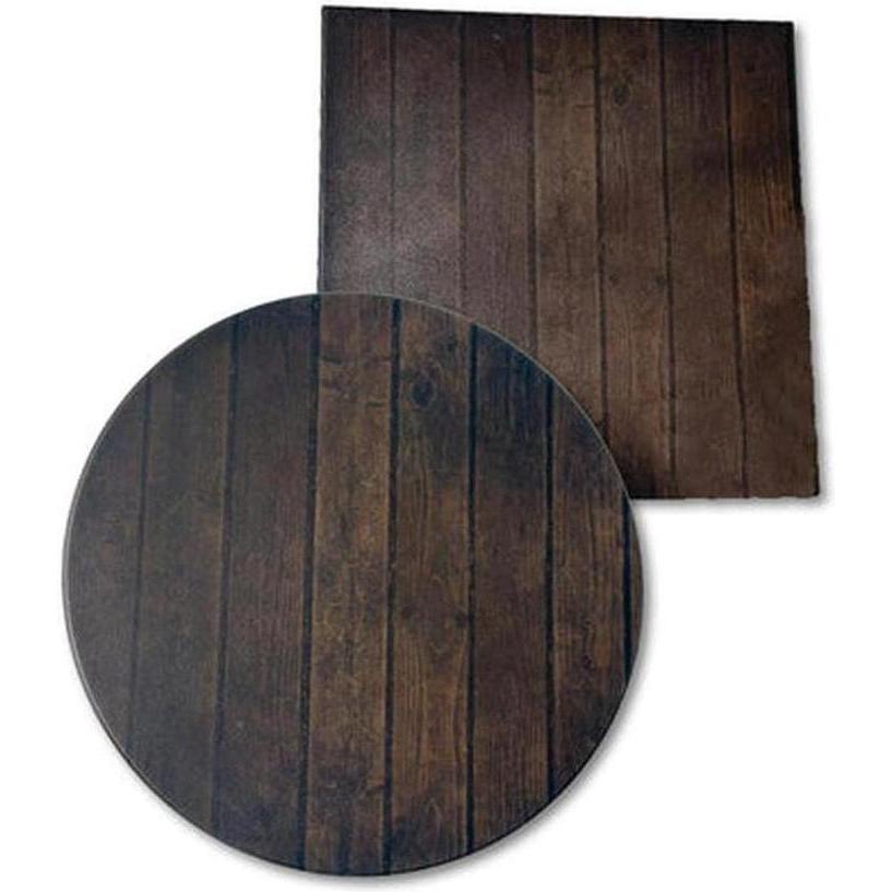 Outdoor table tops in thermolacquered MDF with distressed wood pattern