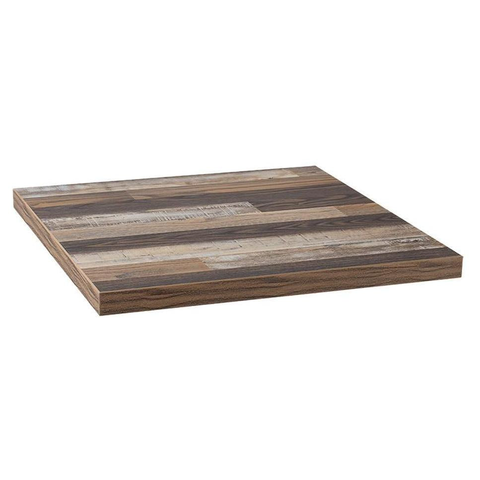 Tabletops with laminated interior in rustic panel pattern