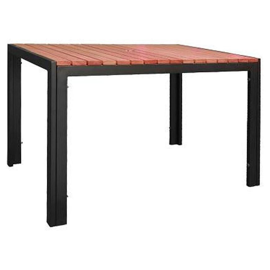 Outdoor table 76 x 122 cm with rosewood slats and umbrella hole