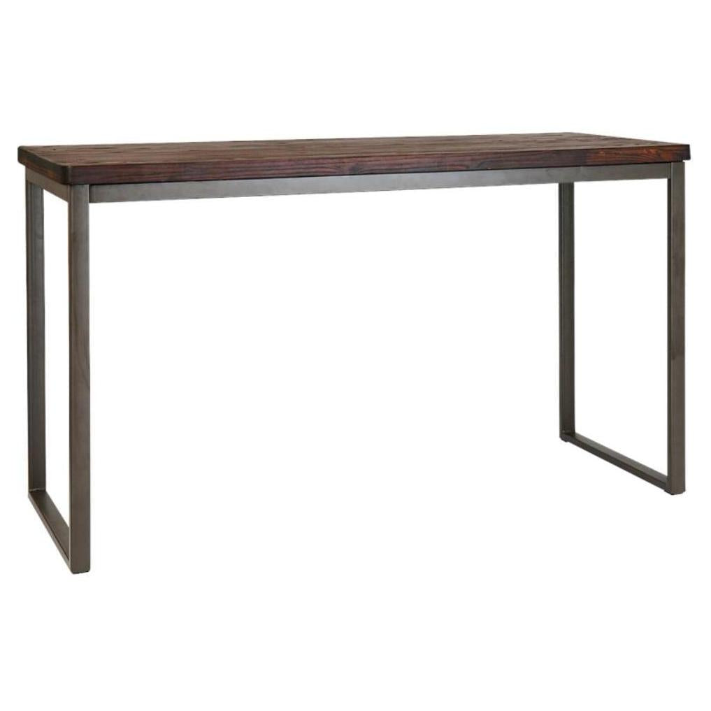 Table bar intérieure en bois 70 x 180 cm avec piètement tubulaire en acier