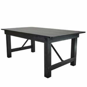 Table fermière pliante rustique en pin massif à pieds droits