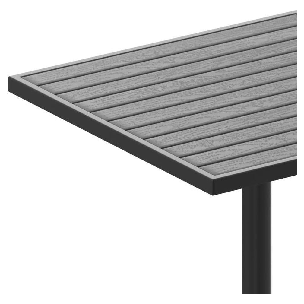 Table bistrot extérieure 76 x 76 cm avec lattes poly imitation teck gris