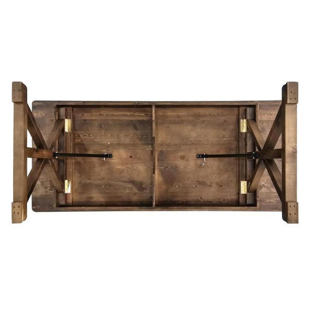 Folding farmhouse table TITAN 244 x 102 cm in solid pine with antique rustic finish and X-shaped legs