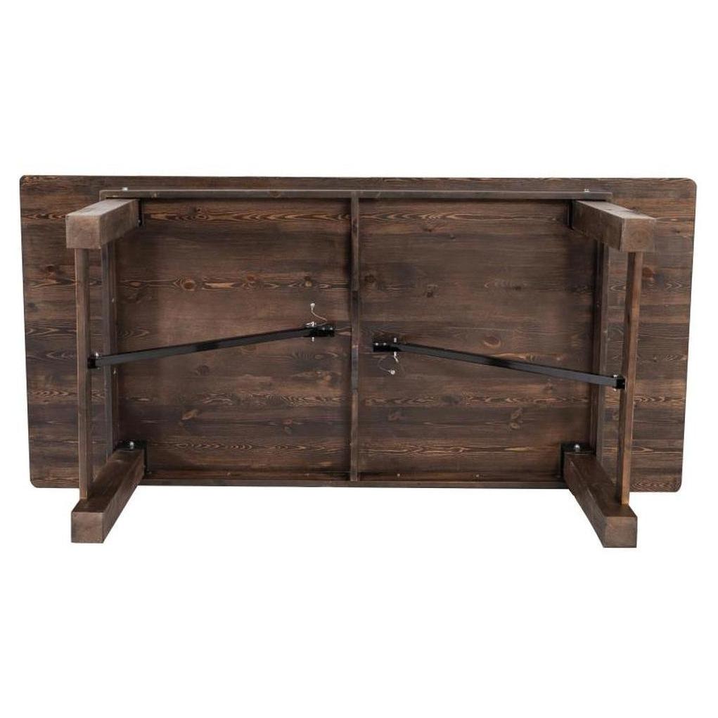 Mesa campesina plegable rectangular TITAN de pino macizo acabado caoba rústico antiguo
