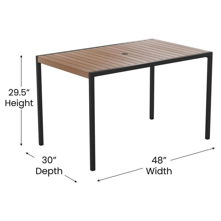 Table à manger extérieure avec lattes poly imitation teck