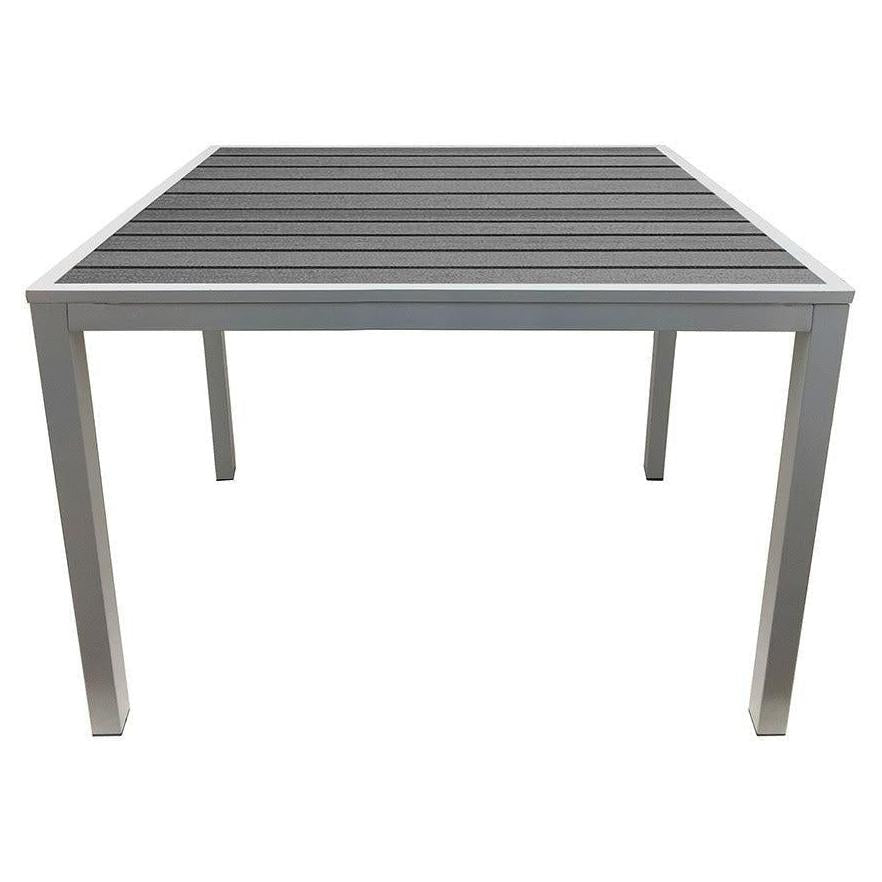 Tables extérieures imitation teck synthétique avec lattes grises